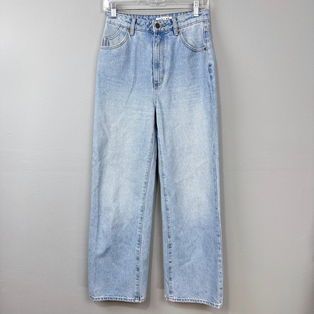 ROLLA'S Heidi High Rise Loose Straight Jeans Women Size 26 Light Wash Distressed